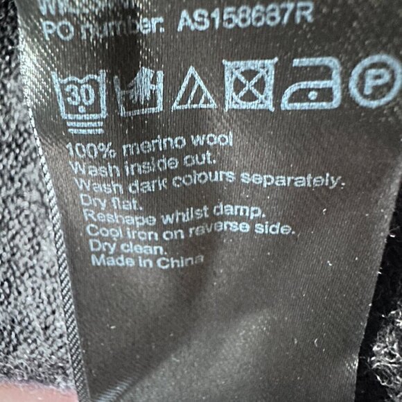 AllSaints dark grey 100% merino wool crew neck tight sleeve Ero Jumper - Size S - Picture 11 of 13